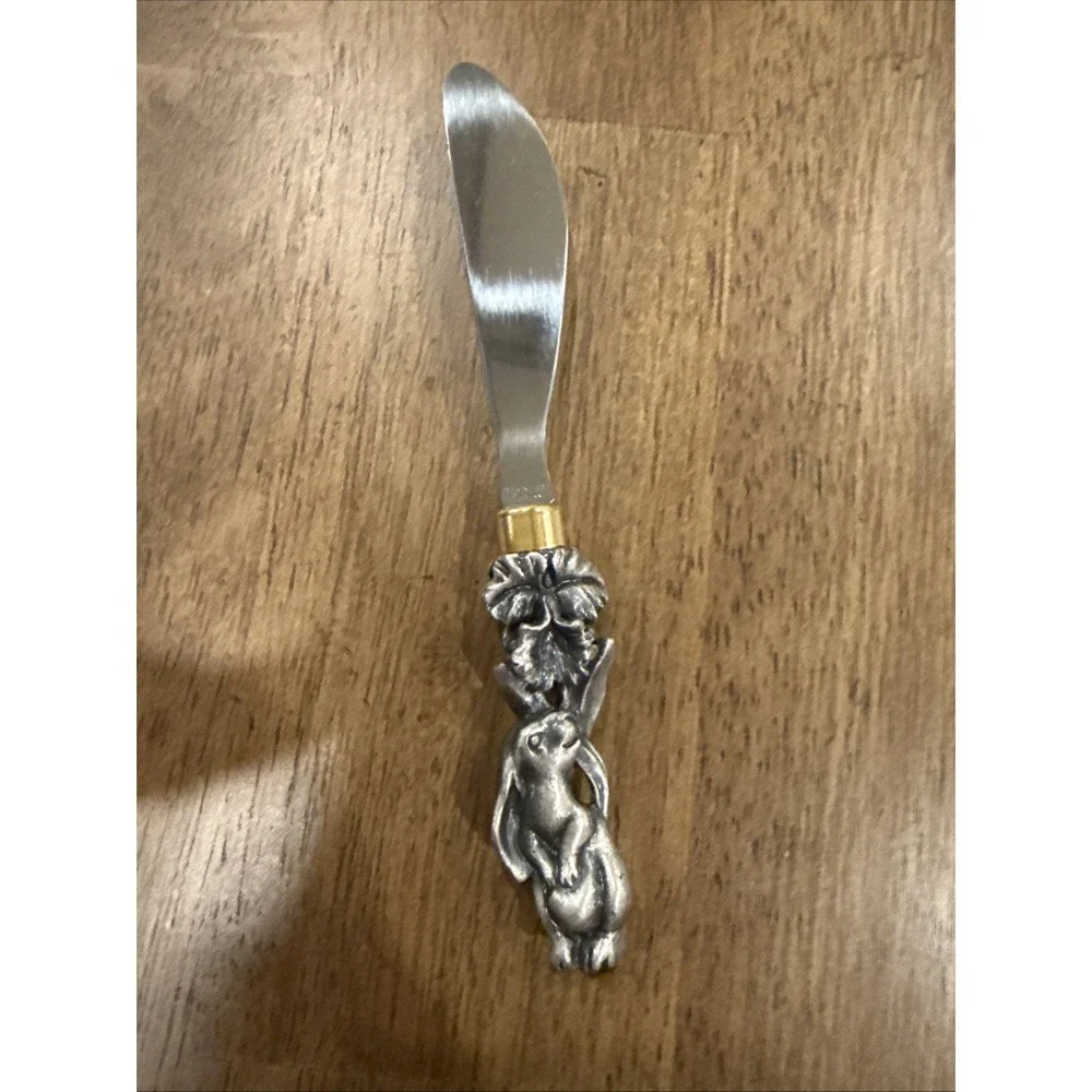 Vintage Arthur Court California Designer Bunny Pewter Spreaders Set Of 4